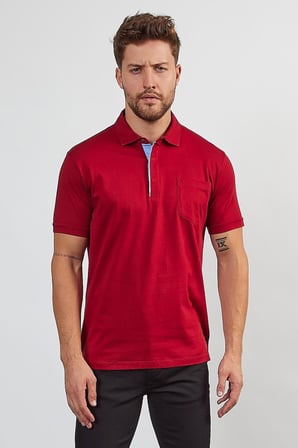 Erkek Basic Cepli Çıtçıtlı Dar Kahverengi Polo Yaka Tişört