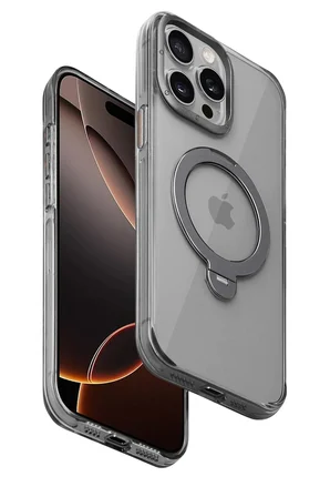 Fuchsia iPhone 15 Pro Max ile Uyumlu HBC-338 Andes Kablosuz Şarj Özellikli Standlı Kapak - Gri