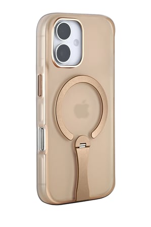 Fuchsia iPhone 16 ile Uyumlu HBC-354 Kunlun Standlı Kablosuz Şarj Özellikli Kapak - Çöl Titanyum