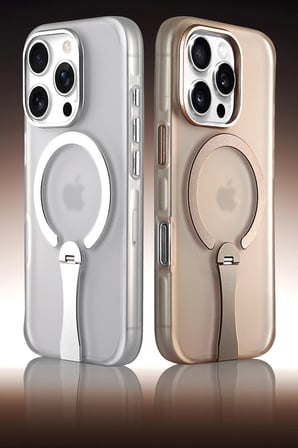 Fuchsia iPhone 16 Pro Max ile Uyumlu HBC-354 Kunlun Standlı Kablosuz Şarj Özellikli Kapak - Siyah