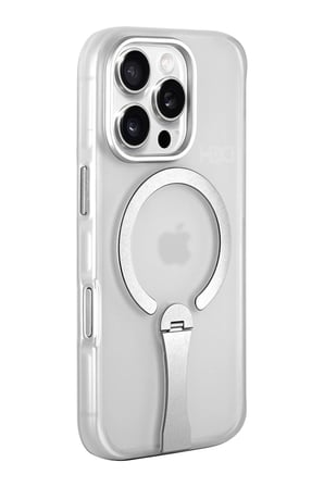 Fuchsia iPhone 16 Pro Max ile Uyumlu HBC-354 Kunlun Standlı Kablosuz Şarj Özellikli Kapak - Şeffaf