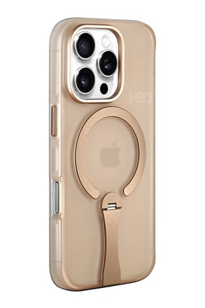 Fuchsia iPhone 16 Pro Max ile Uyumlu HBC-354 Kunlun Standlı Kablosuz Şarj Özellikli Kapak - Çöl Titanyum