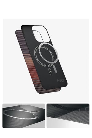 Fuchsia iPhone 16 Pro ile Uyumlu HBC-377 Kevlar Slim Kablosuz Şarj Özellikli Kapak - Siyah