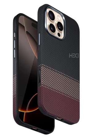 Fuchsia iPhone 16 Pro Max ile Uyumlu HBC-377 Kevlar Slim Kablosuz Şarj Özellikli Kapak - Siyah