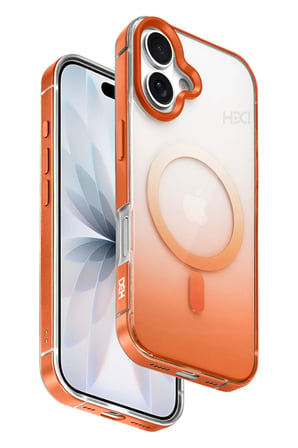 Fuchsia iPhone 17 ile Uyumlu HBC-395 Altai Kablosuz Şarj Özellikli Kapak - Turuncu