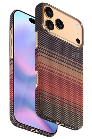 Fuchsia iPhone 17 Pro ile Uyumlu HBC-350 Ruaha Kevlar Kablosuz Şarj Özellikli Kapak - Gün Batımı