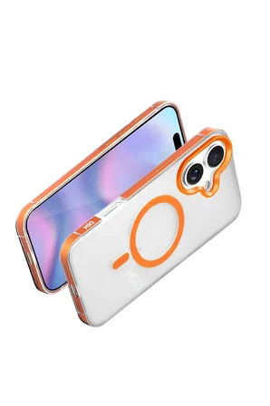 Fuchsia iPhone 17 ile Uyumlu HBC-394 Himalayas Kablosuz Şarj Özellikli Kapak - Turuncu
