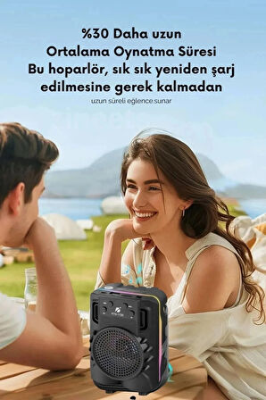 Taşınabilir Bluetooth Hoparlör – Rgb Işıklı, Extra Bass, Radyolu, Usb+Sd Girişli, Kablosuz Speaker