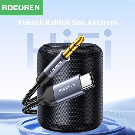 Rocoren Type-C to 3.5mm Jack AUX Hi-Fi DAC Ses Kablosu 3 Metre