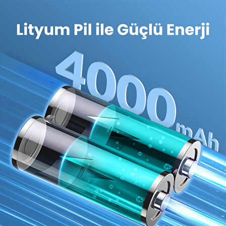 Rocoren 150PSI 4000mAh Şarjlı Taşınabilir Hava Pompası Araç Lastik, Bisiklet, Top Şişirme (Powerbank+Led Lamba+Lcd Ekran)