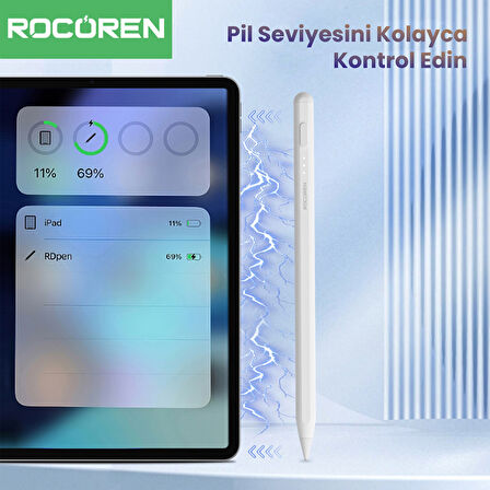 Rocoren Stylus iPad ve Android Tablet Uyumlu Avuç İçi Red Manyetik Eğime Duyarlı Yazı ve Çizim Kalemi