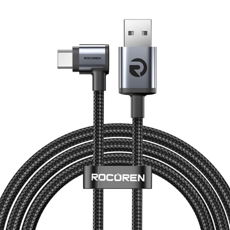 Rocoren USB-A to Type-C 90° 3A Hızlı Şarj ve Data Kablosu 3 Metre