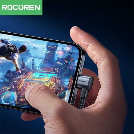Rocoren USB-A to Type-C 90° 3A Hızlı Şarj ve Data Kablosu 3 Metre