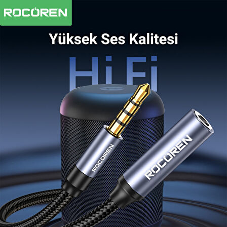 Rocoren 3.5mm Hi-Fi TRRS Jack Aux Ses Uzatma Kablosu 3 Metre