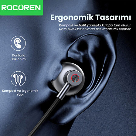 Rocoren 3.5mm Jack Girişli Mikrofonlu Kablolu Kulak İçi Kulaklık