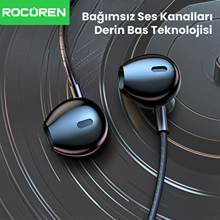 Rocoren 3.5mm Jack Girişli Mikrofonlu Kablolu Kulak İçi Kulaklık