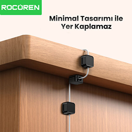 Rocoren Manyetik Kablo Düzenleyici ve Tutucu Klips Seti Siyah