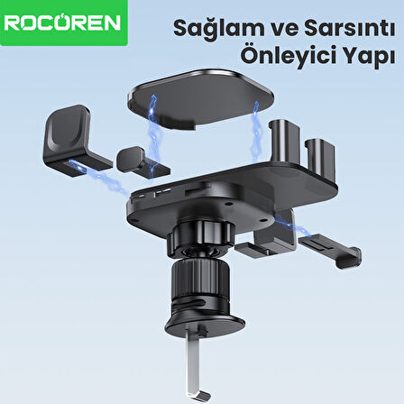 Rocoren Metal Kancalı Havalandırma Destekli Araç içi Telefon Tutucu