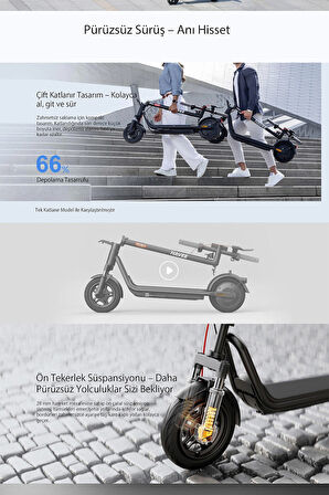 v25i Pro 2 Elektrikli Scooter - Amortisörlü 25 Km Menzil 600w - TCS- Ipx5 Doubleflip
