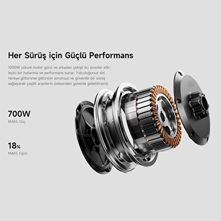 Gt3 Elektrikli Scooter - 700w Güç - 50 Km Menzil - %18 Eğim Perf. - 25 Km Hız-tcs - Çift Süspansiyon