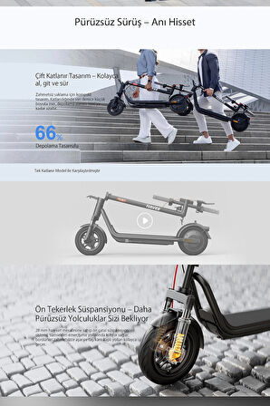 v50i Pro 2 Elektrikli Scooter - Amortisörlü 50 Km Menzil 700w - TCS- Ipx5 - Doubleflip