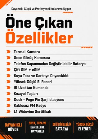 RugOne Xever 7 Pro 512 GB 12 GB Termal ve Gece Görüş Değiştirilebilir Pil Suya ve Darbeye Dayanıklı (RugOne Türkiye Garantili)