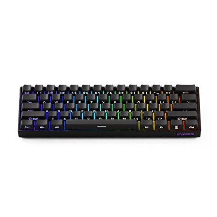 AKKO MONSGEEK FUN60 Pro Shine-Through Black Hall Effect Manyetik Switch ARGB Kablosuz Hotswap Mekanik Gaming Klavye