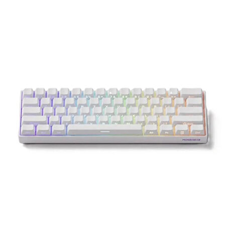 AKKO MONSGEEK FUN60 Pro Shine-Through White Hall Effect Manyetik Switch ARGB Kablosuz Hotswap Mekanik Gaming Klavye