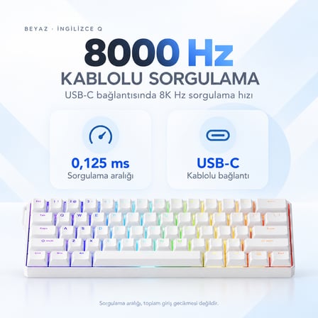 AKKO MONSGEEK FUN60 Ultra Shine-Through White TMR Hall Effect Manyetik Switch ARGB Kablosuz Hotswap Mekanik Gaming Klavye