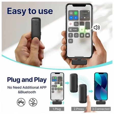 Ulanzi J12 ikili Yaka Mikrofonu  iPhone, Type-C Uyumlu, Şarj Kutulu, Gürültü Engelleme