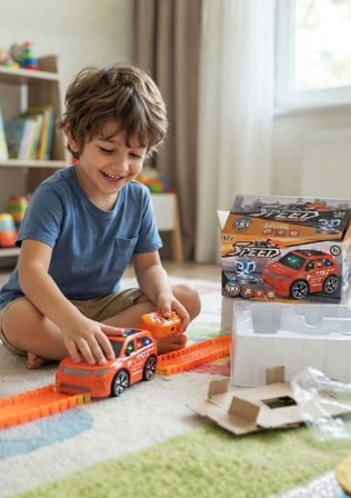3D MÜZİKLİ  PİLLİ SPEED CAR KIRMIZI