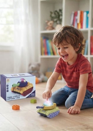 3D Işıklı Sesli Çarp Dön Sensörlü Tank