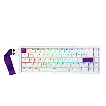 EPOMAKER HE68 White Purple Hall Effect Magnetic Pink Manyetik Switch RGB Hotswap Mekanik Gaming Klavye