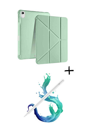 iPad A16 11. Nesil A16 2025 Uyumlu Tri Folding Tablet Kılıfı + Avuç İçi Algılamayan Tablet Kalemi