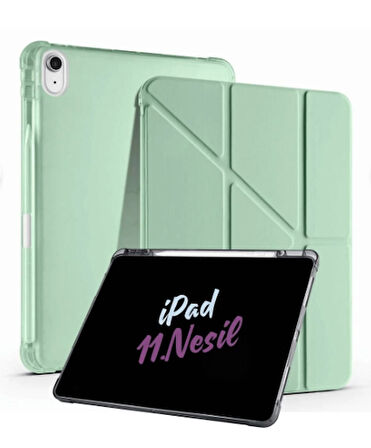 iPad A16 11. Nesil A16 2025 Uyumlu Tri Folding Tablet Kılıfı + Avuç İçi Algılamayan Tablet Kalemi