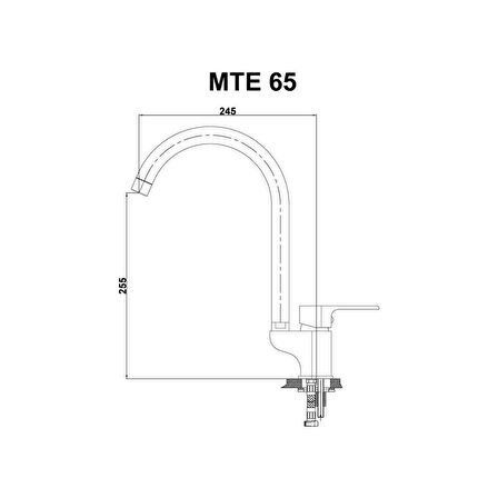 GPD MTE65-SG Atros Tek Gövde Eviye Bataryası (Siyah Granit Kaplama) (TSEN817)