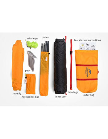 NATUREHIKE P-SERİSİ 3 KİŞİLİK KAMP ÇADIRI TURUNCU