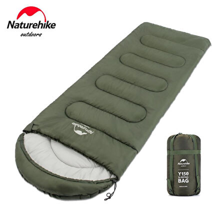 Naturehike Y150L Zarf Tarzı Kapüşonlu Pamuklu Uyku Tulumu -6°C YEŞİL-Left
