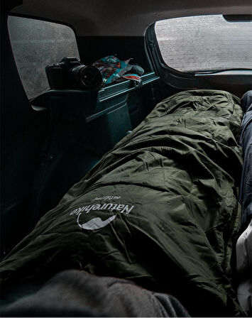 Naturehike Y150L Zarf Tarzı Kapüşonlu Pamuklu Uyku Tulumu -6°C YEŞİL-Right
