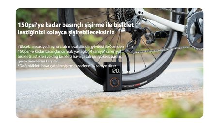 QiCYCLE N3 Elektrikli Taşınabilir Hava Pompası (Genpa Garantili)