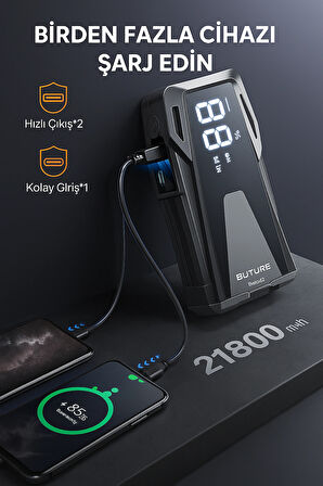 Buture Beta02 2500A 4 ın 1 21800mAh Taşınabilir Akü Takviye Kiti
