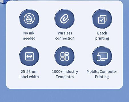 Niimbot B1 Bluetooth Taşınabilir Termal Etiket Yazıcı - Göl Mavisi