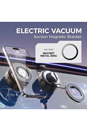 Magsafe Uyumlu Elektrikli Vakumlu Manyetik Telefon Tutucu – 360° Ayarlı Araç Standı, iPhone C172