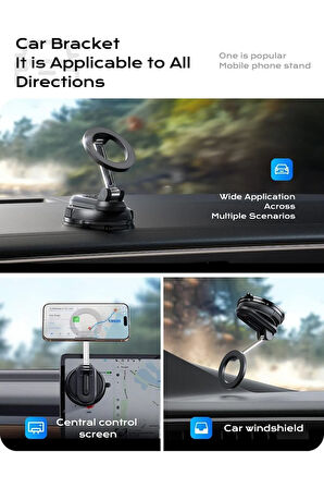 Magsafe Uyumlu Araç Telefon Tutucu – Güçlü Manyetik Vakumlu, 360° Ayarlı Stand, iPhone C175