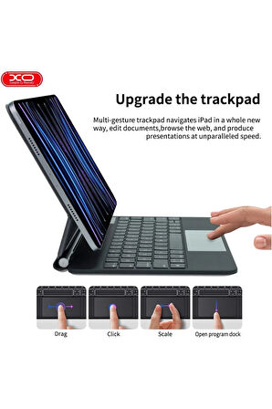 Kablosuz Klavye KB09 - iPad 10.9''/11'' Uyumlu, Touchpad’li, Dijital Ekranlı, Türkçe Q, Şarjlı