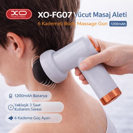 XO-FG07 Vücut Masaj Aleti 6 Kademeli Body Massage Gun 1200mAh