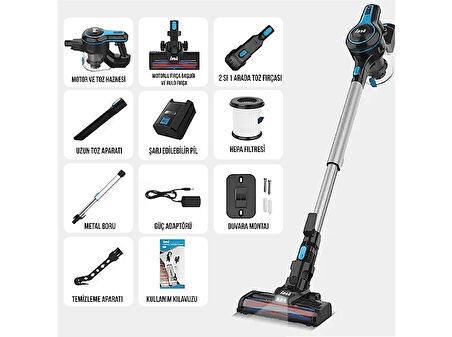 INSE N5S Cordless Vacuum Cleaner Şarjlı Dikey Süpürge Mavi