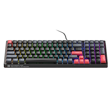 Machenike K600-B100 Lite Kablolu Red Switch RGB Siyah İngilizce Gaming Klavye