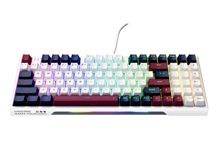 Machenike K500 Pro-B94 Kablolu Silver Switch RGB Beyaz İngilizce Gaming Klavye