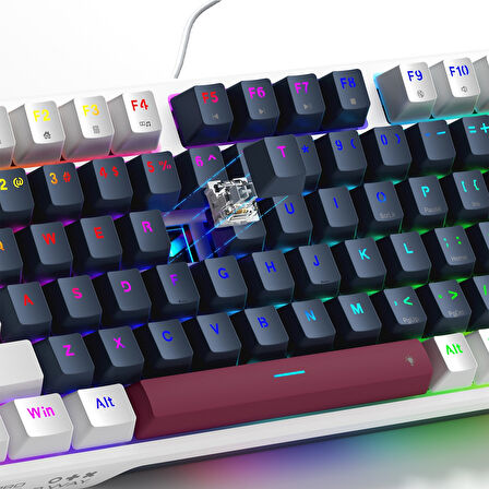 Machenike K500 Pro-B94 Kablolu Silver Switch RGB Mavi İngilizce Gaming Klavye